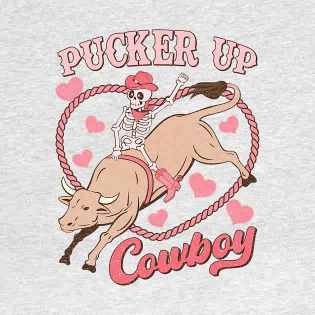 Pucker Up Cowboy Retro Skeleton Funny by Nessanya